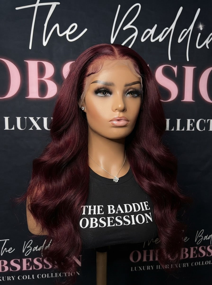 13x4 Burgundy Body Wave Lace Transparent Frontal