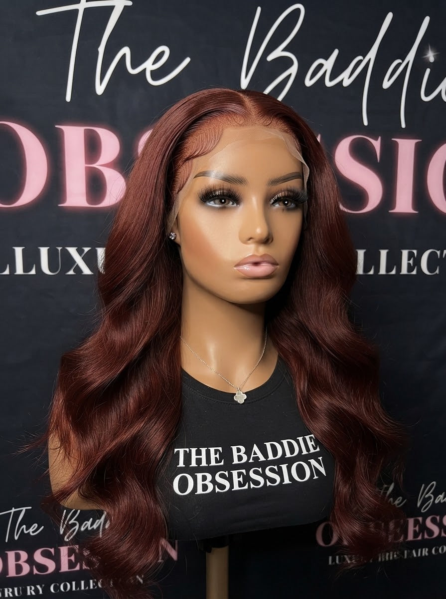 13x4 Reddish Brown Body Wave Transparent Lace Frontal
