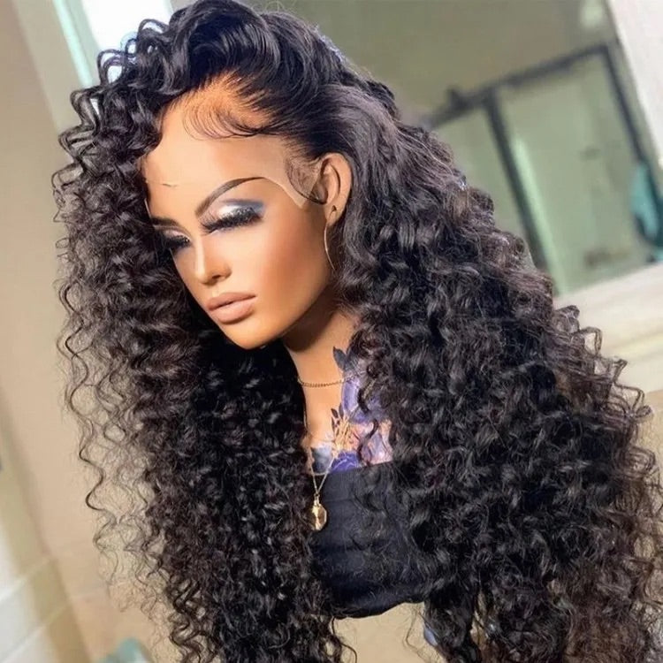 13x4 Lace Frontal Deep Wave Curly Pre-Plucked Virgin Human Hair