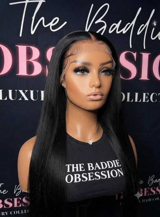 13x4 Straight Black Transparent Lace Frontal Raw Wig