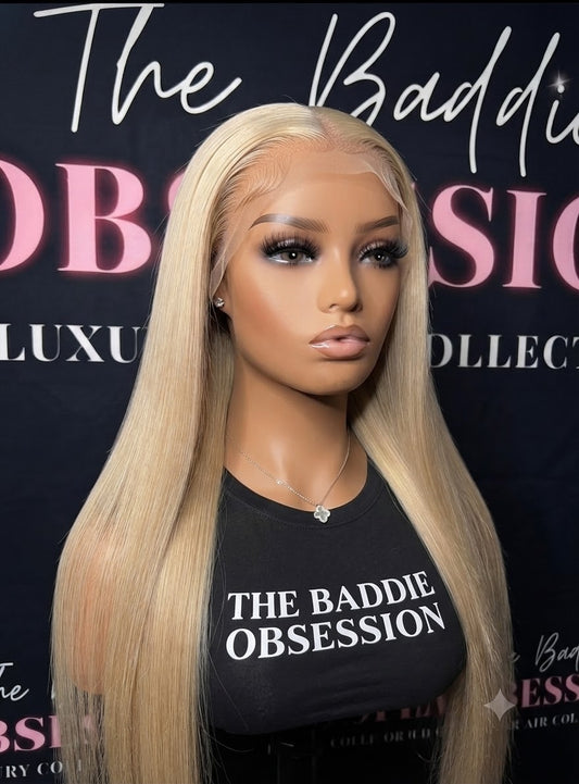 13x4 613 Blonde Straight Transparent Lace Frontal Wig