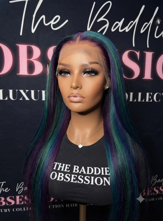 13x4 Blue & Blonde Straight Transparent Lace Frontal Wig