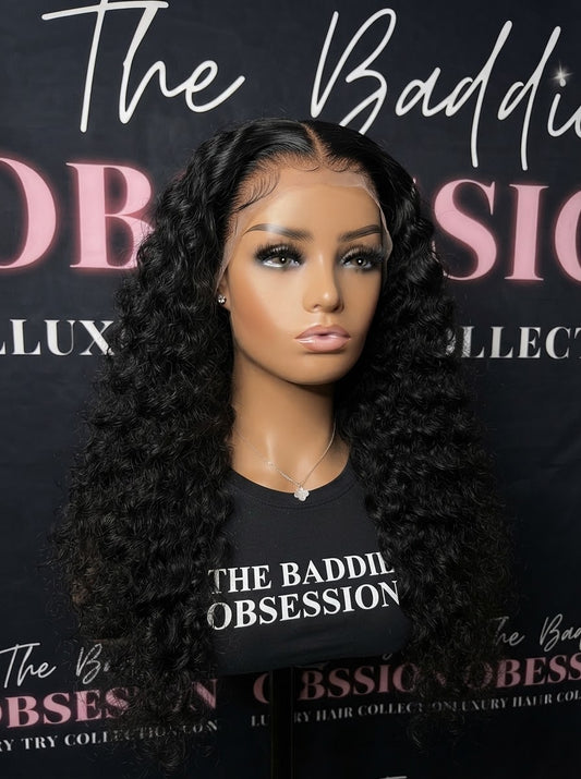 13x4 Natural Black Deep Wave Lace Frontal Transparent Wig